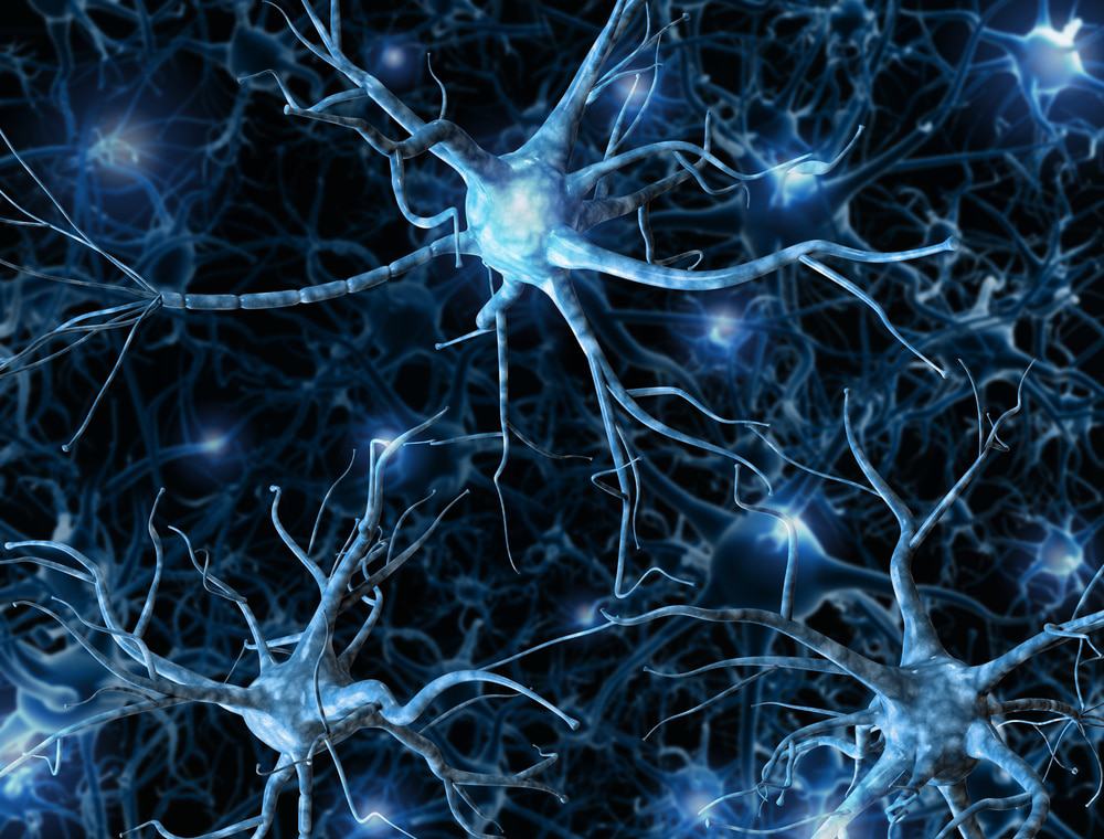 Rede neural em um fundo azul escuro com efeitos de luz
