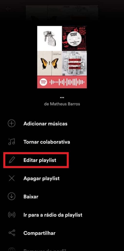 Print do aplicativo do Spotify