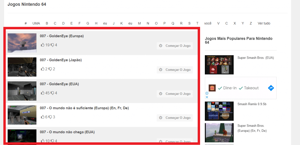 Print do site RetroGames