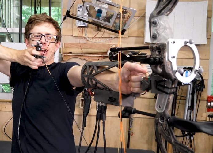Arco e flecha com mira automática