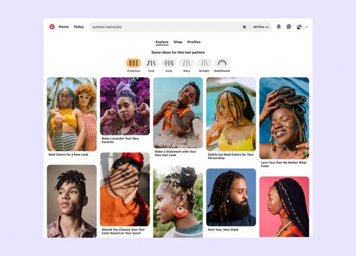 Pinterest permite encontrar fotos de acordo com o tipo de cabelo