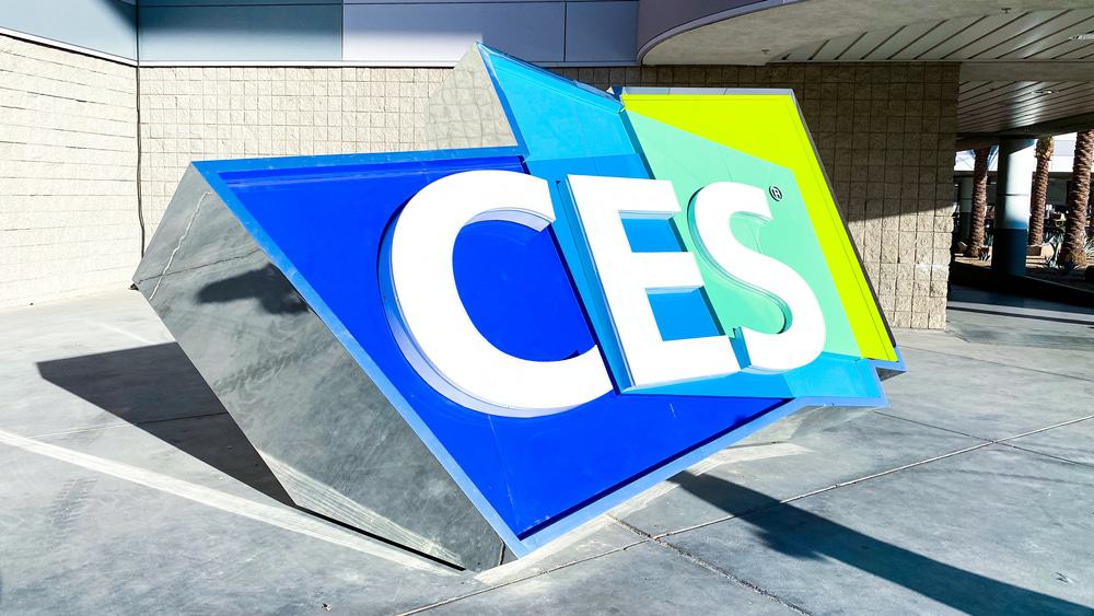 Logo da CES na entrada do Centro de Convenções do evento em Las Vegas