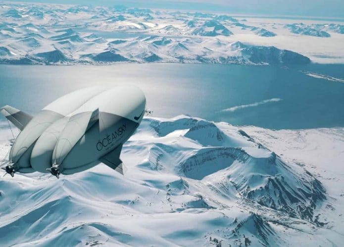 Imagem 3D do dirigível Airlander, da OceanSky