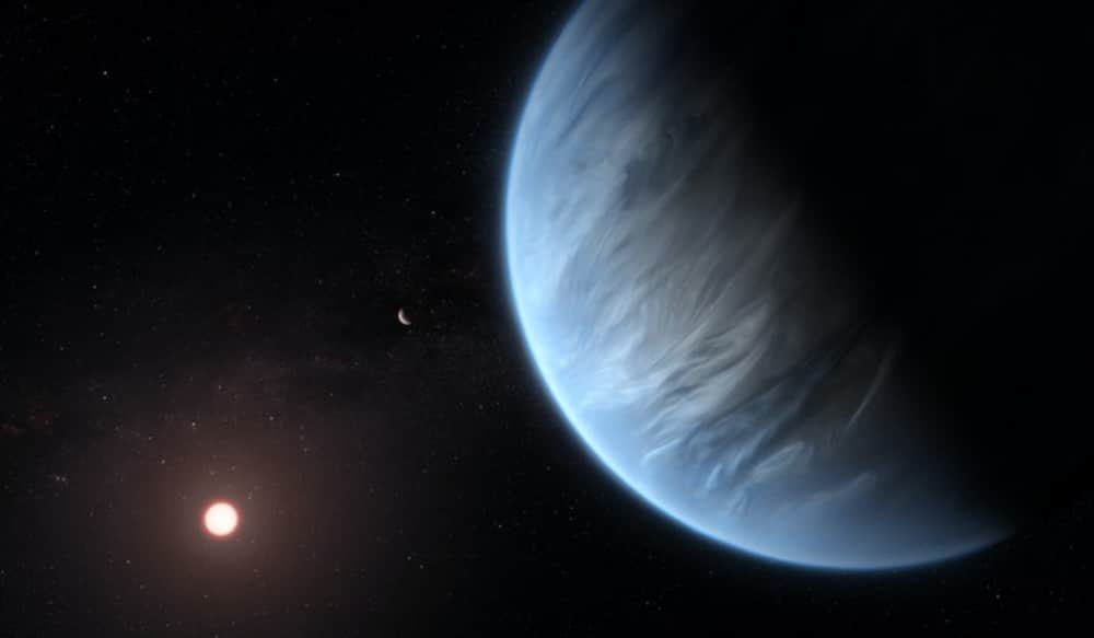 Renderização artística de um exoplaneta hiceânico