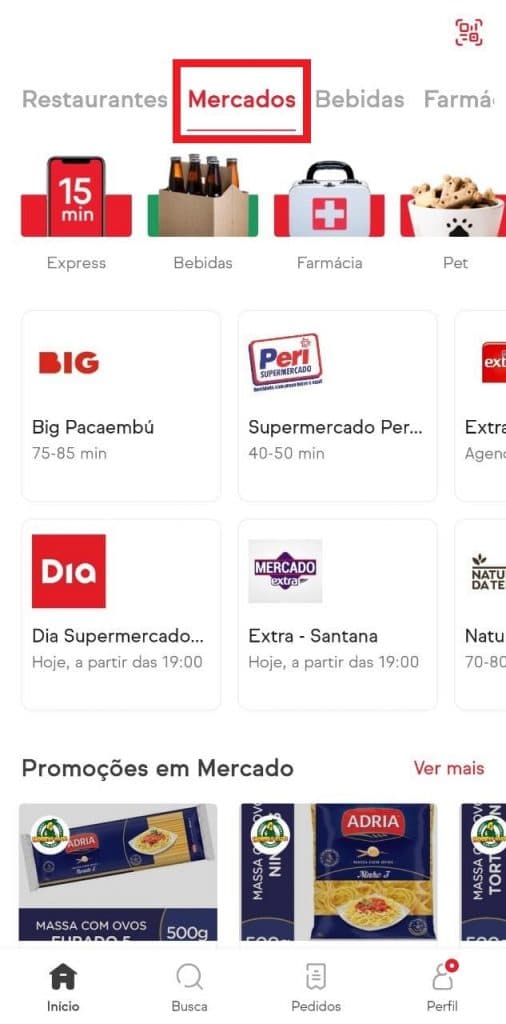 Print do aplicativo do iFood