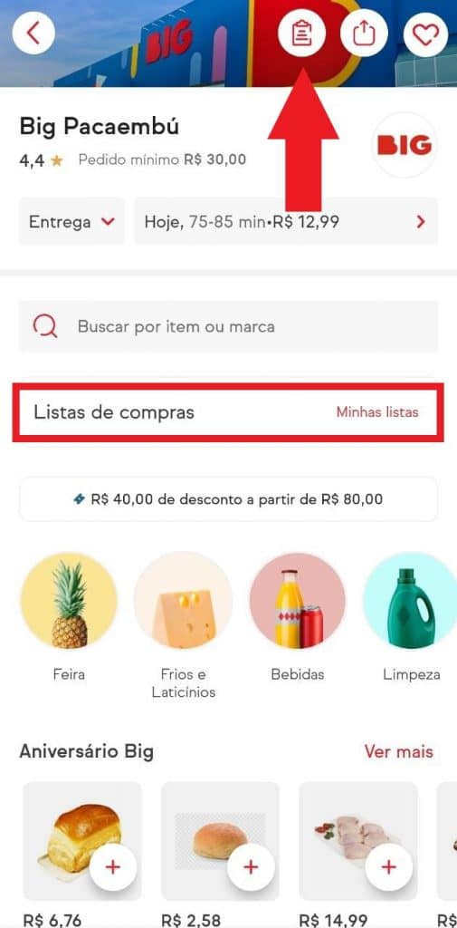 Print do aplicativo do iFood