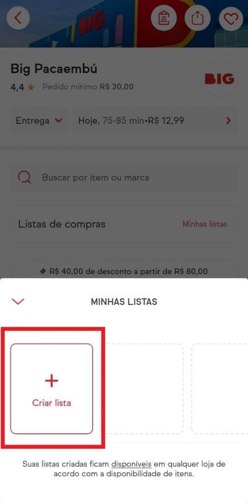 Print do aplicativo do iFood