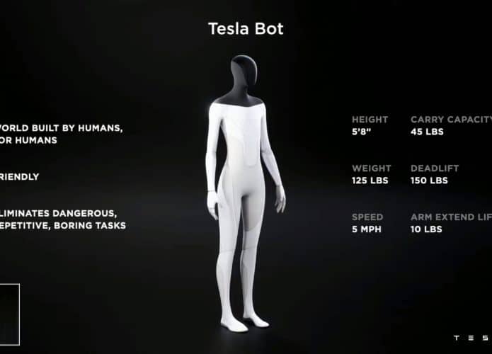 slide de apresentação do Tesla Bot