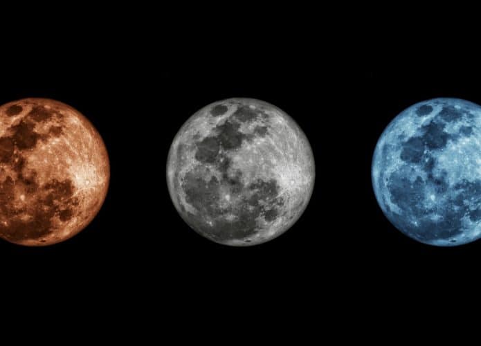 Lua cheia em três cores