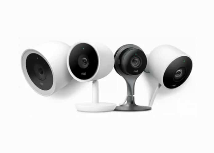 Montagem com vários modelos de câmeras inteligentes Nest