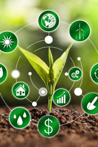 Ilustração mostra o conceito do uso da tecnologia na agricultura