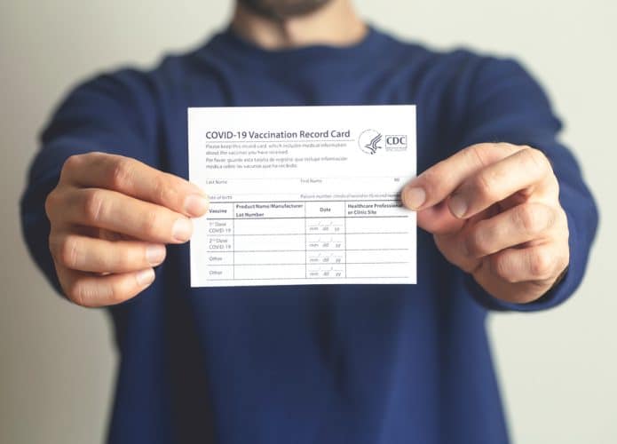 Cartão de registro de vacinação contra Covid-19