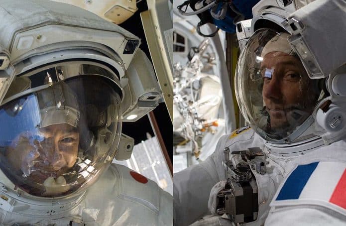 Astronautas Akihiko Hoshide e Thomas Pesquet