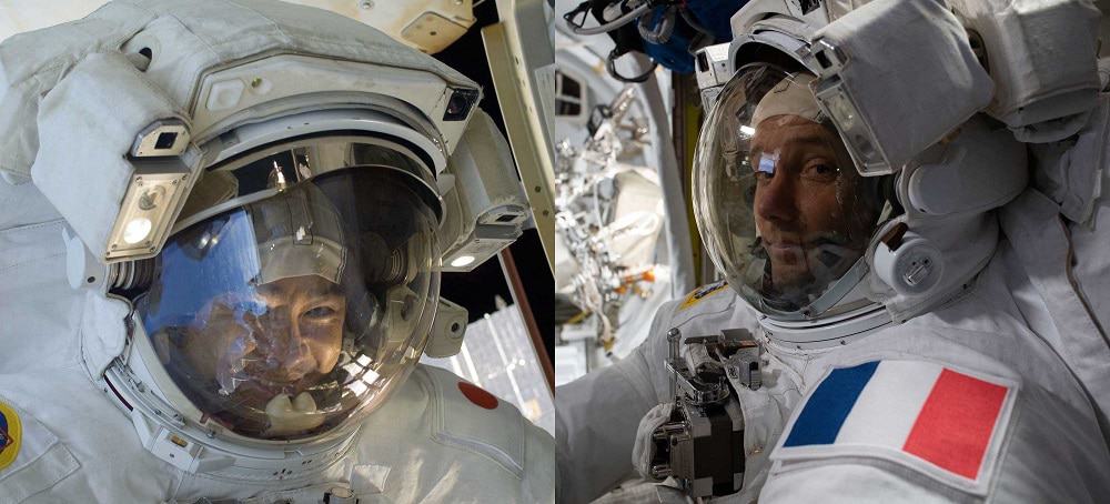 Astronautas Akihiko Hoshide e Thomas Pesquet