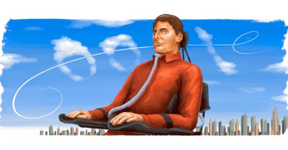 Doodle do Google homenageia Christopher Reeve no 69º aniversário. Imagem: Google/Divulgação