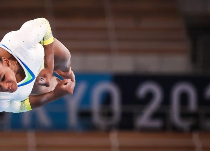 A ginasta Rebeca Andrade durante os Jogos Olímpicos Tóquio 2020