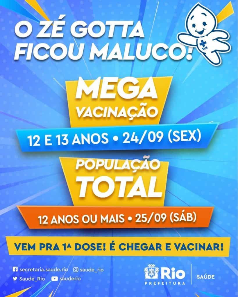 Cartaz da repescagem de vacinação no Rio de Janeiro