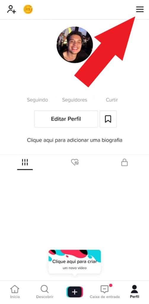 Print do aplicativo do TikTok