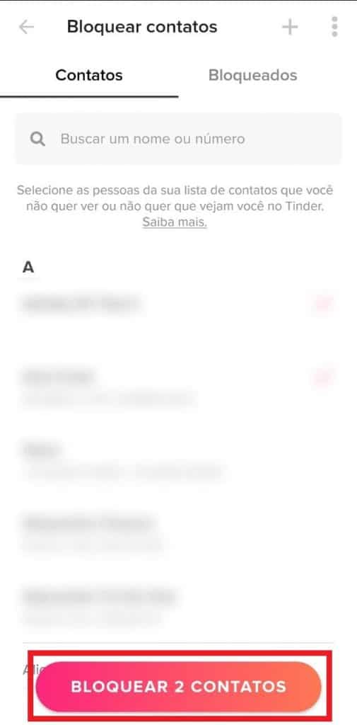 Print do aplicativo do Tinder