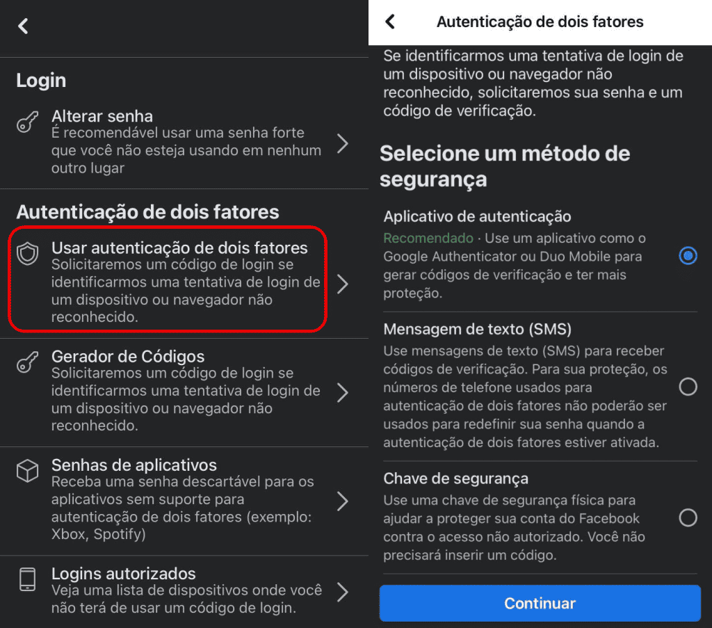 Ativar a autenticação de dois fatores no iPhone