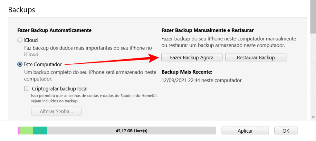 Como fazer o backup do iPhone no computador