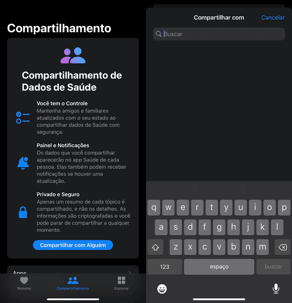 Como compartilhar os dados do app Saúde no iPhone