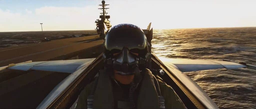 Captura de tela da expansão 'Top Gun: Maverick' do jogo 'Flight Simulator'