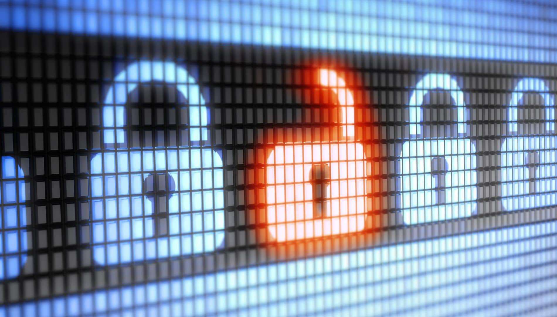 Símbolos de bloqueio e desbloqueio de segurança de internet LED para ilustrar um spyware que age no boot do computador