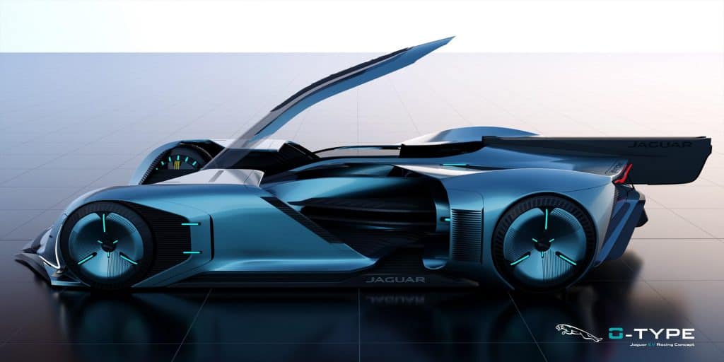 Jaguar 0-Type de lado e aberto
