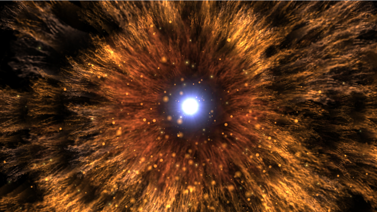 Renderização em 3D mostra uma explosão supernova