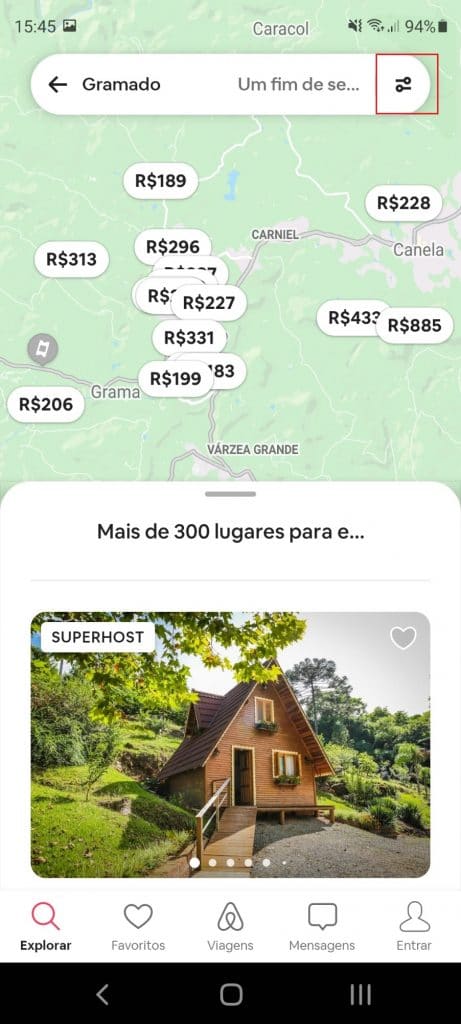 Como aplicar filtros no Airbnb pelo celular