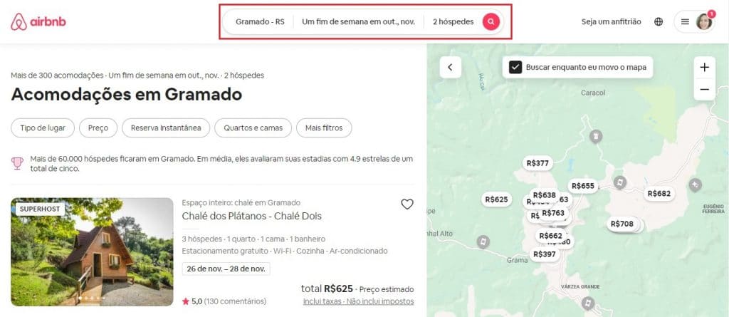 Como alterar informações de busca no Airbnb