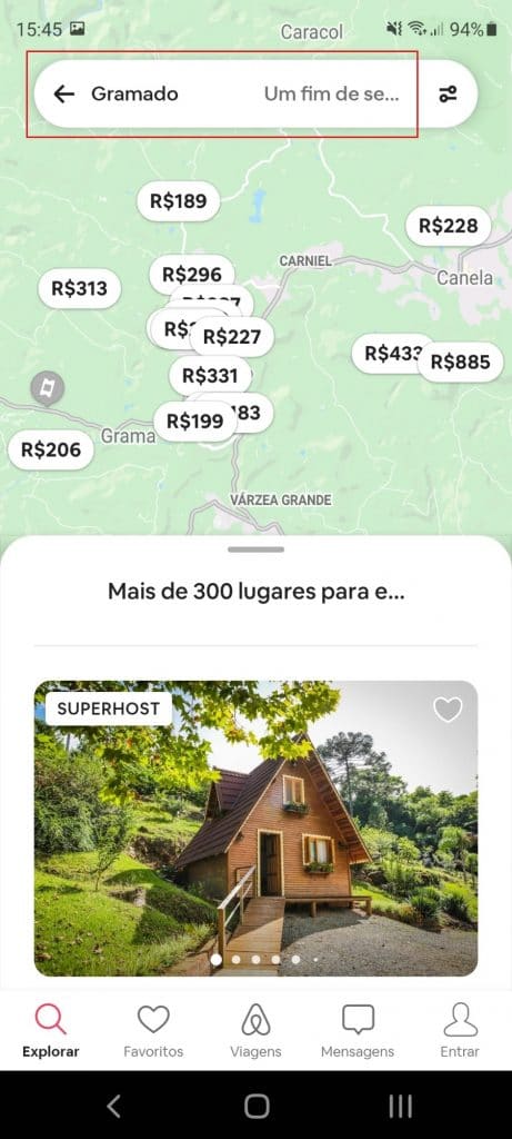 Como alterar informações de busca no Airbnb pelo celular