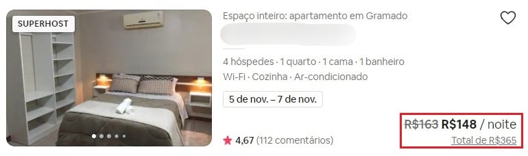 Quanto custa alugar imóvel inteiro no Airbnb