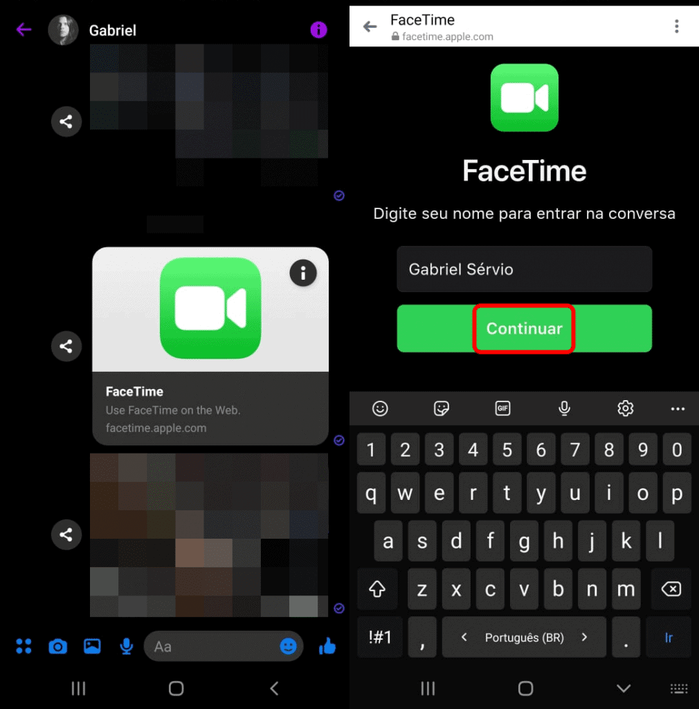 Como compartilhar links de chamadas via FaceTime