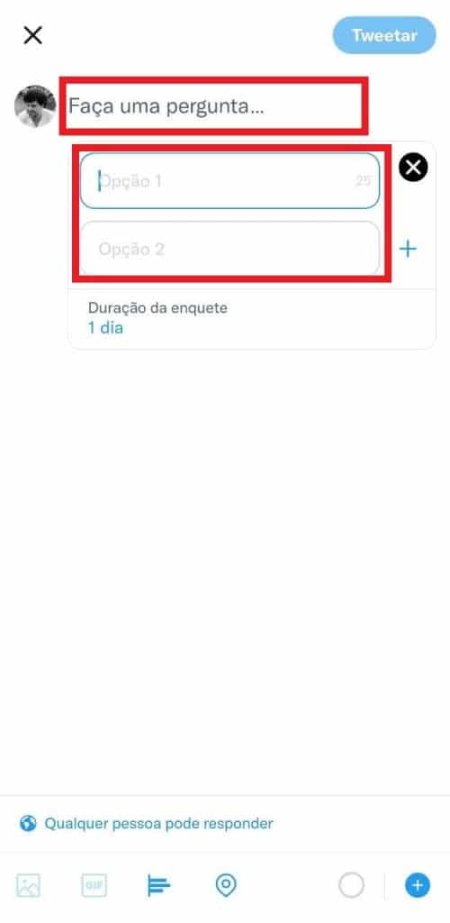 Print do aplicativo do Twitter