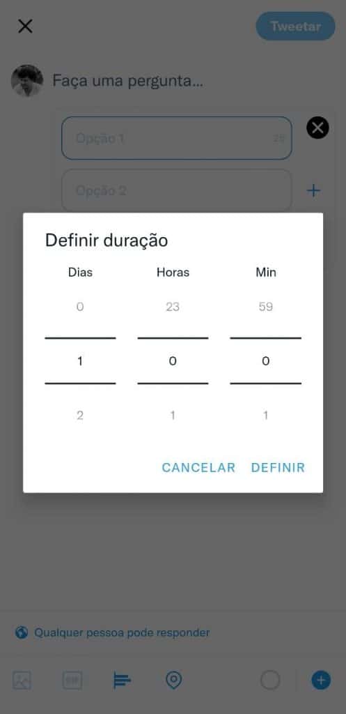 Print do aplicativo do Twitter