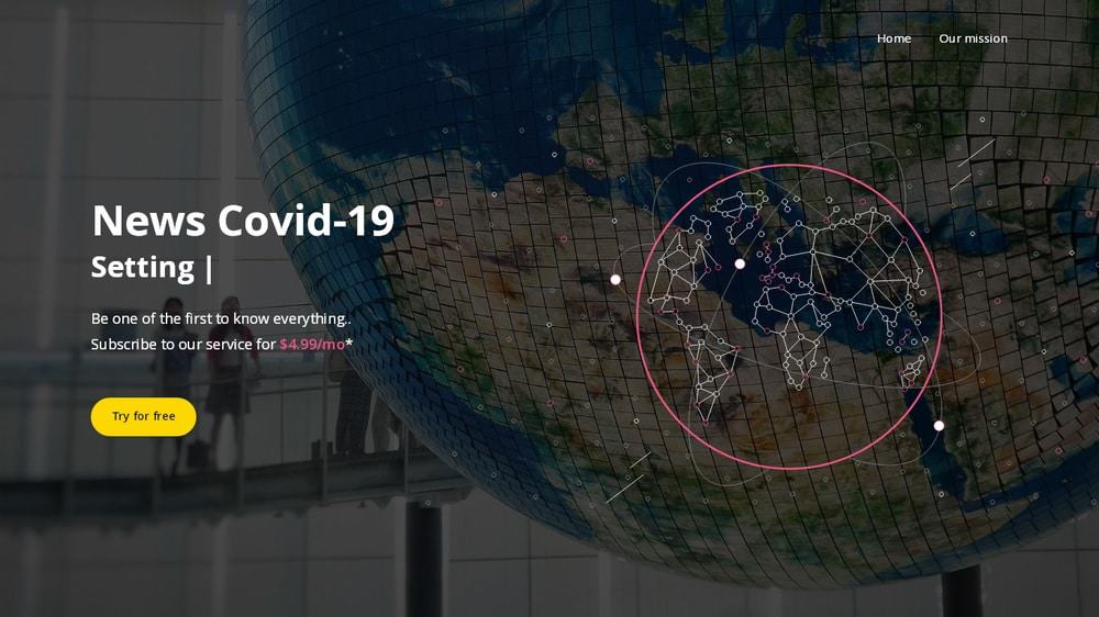 Screenshot de site falso sobre Covid-19