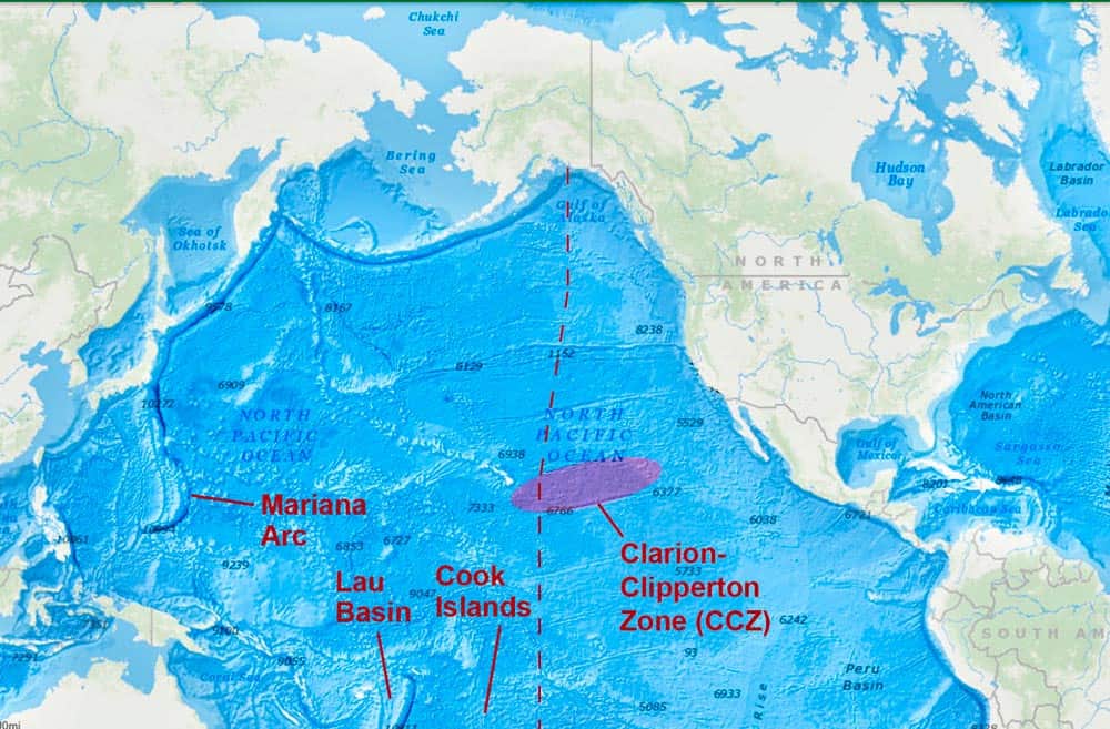 mapa da região clarion clipperton