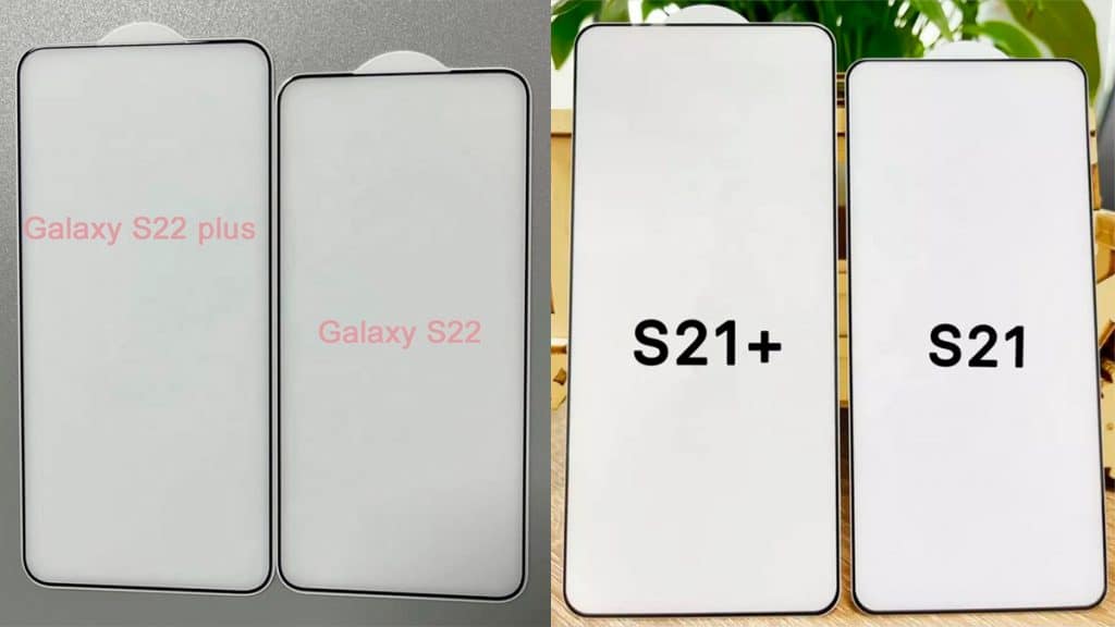 Imagem da película do Galaxy S22 e S22+ mostra formato mais largo e bordas mais finas