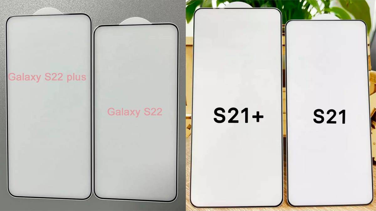 Imagem da película do Galaxy S22 e S22+ mostra formato mais largo e bordas mais finas