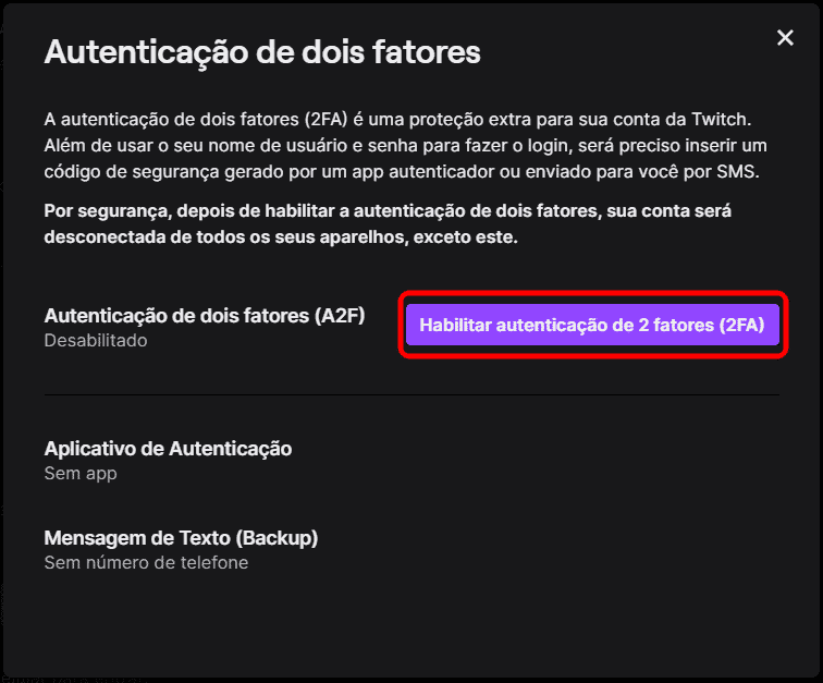 Como configurar a autenticação de dois fatores na Twitch