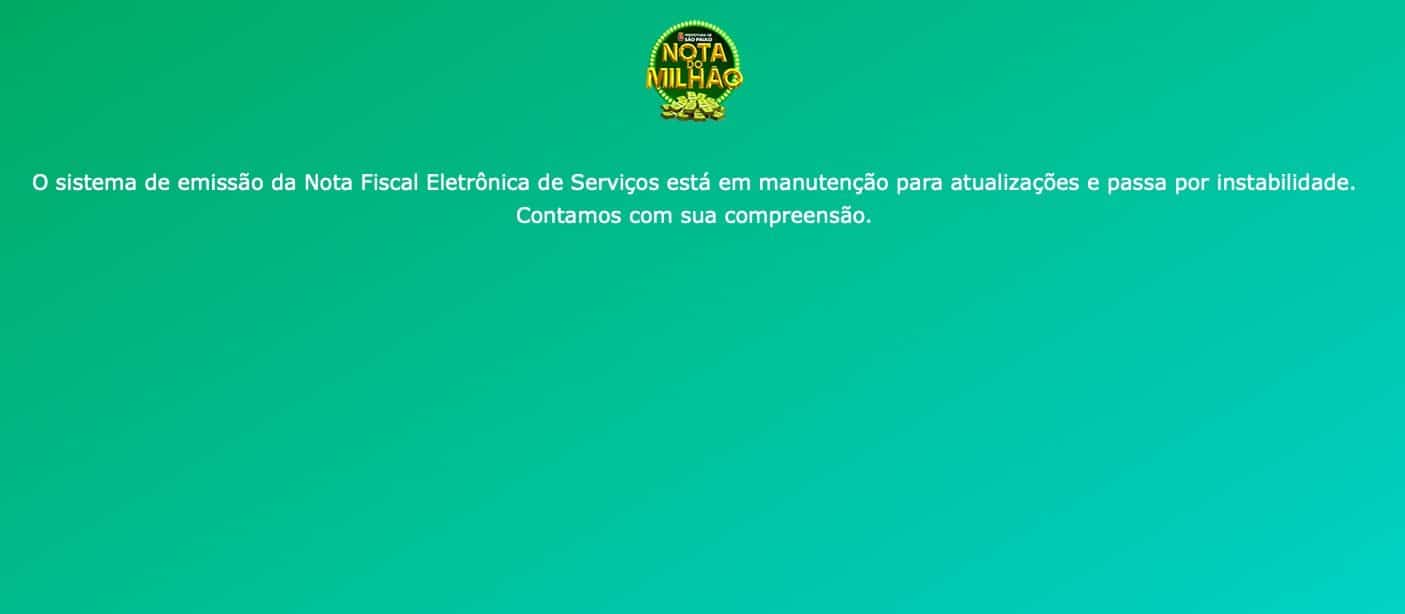 site da prefeitura para emitir notas fora do ar