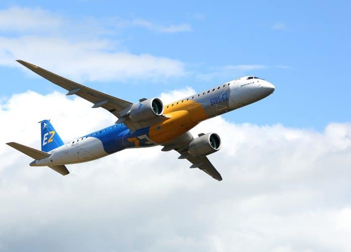 Aeronave sustentável E-195-E2 da Embraer