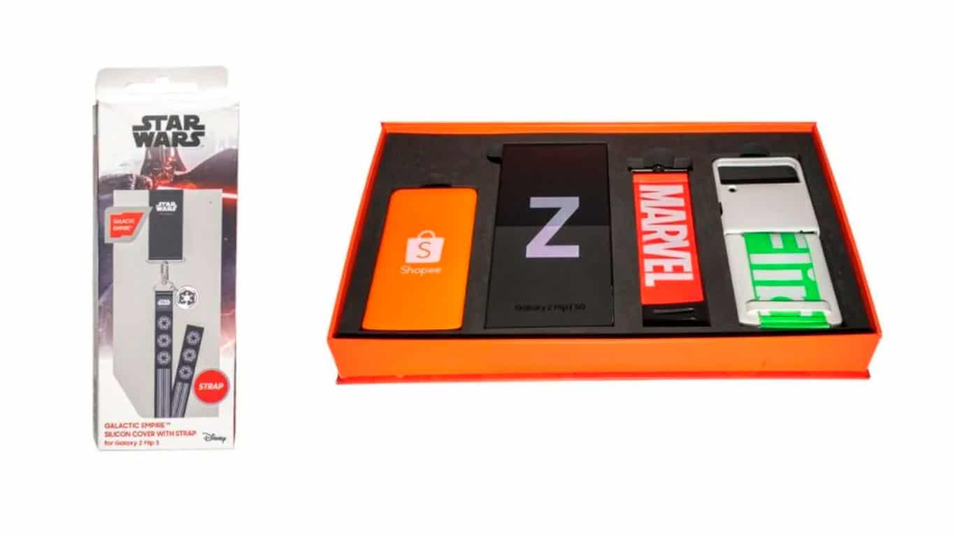 Samsung anuncia versão especial do Galaxy Z Flip3 inspirada em Marvel e Star Wars. Imagem: Samsung/Divulgação