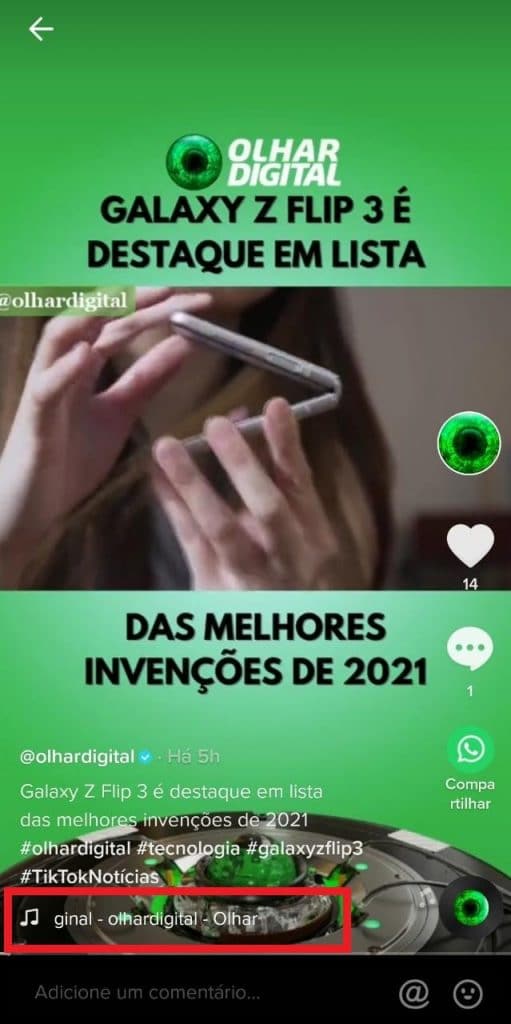 Print do aplicativo do TikTok