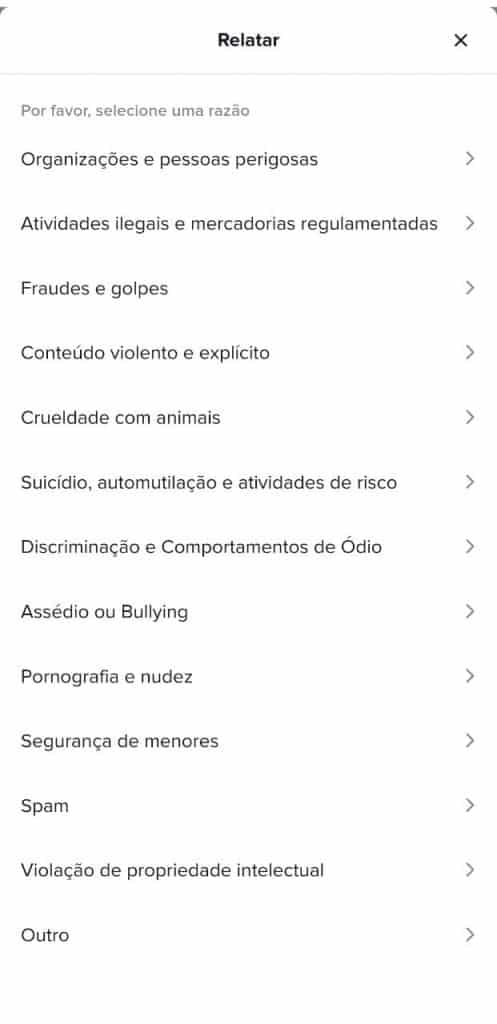 Print do aplicativo do TikTok