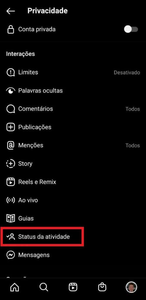 Print do aplicativo do Instagram 