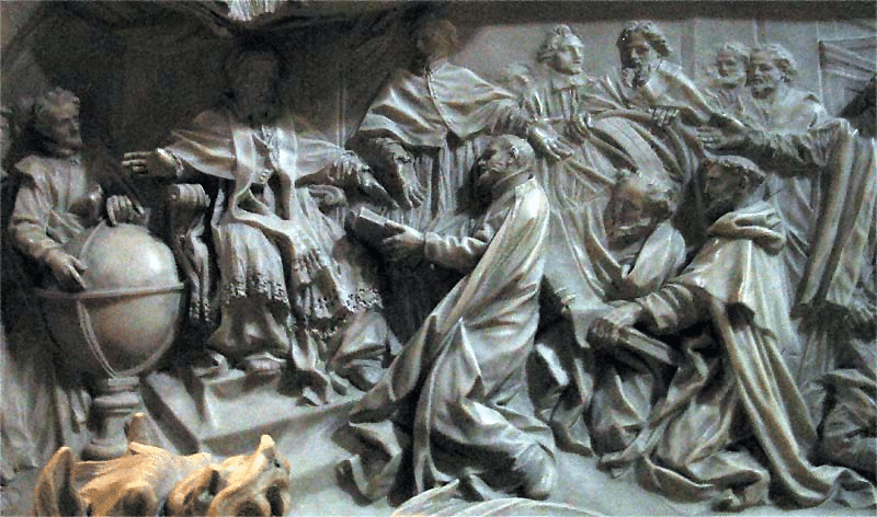 Escultura de Camillo Rusconi (1658–1728) para a tumba do papa Gregório XIII celebrando a introdução do calendário gregoriano