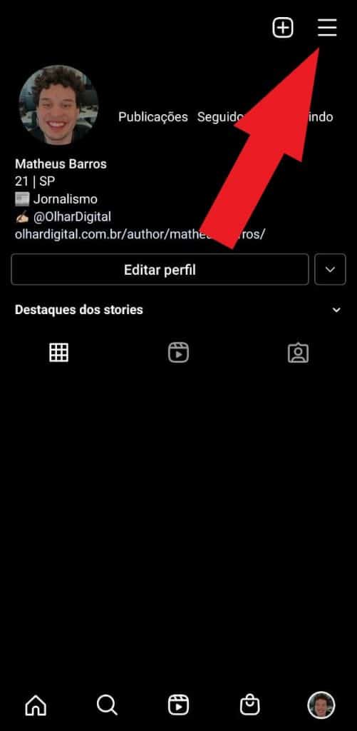 Prrint do aplicativo do Instagram para